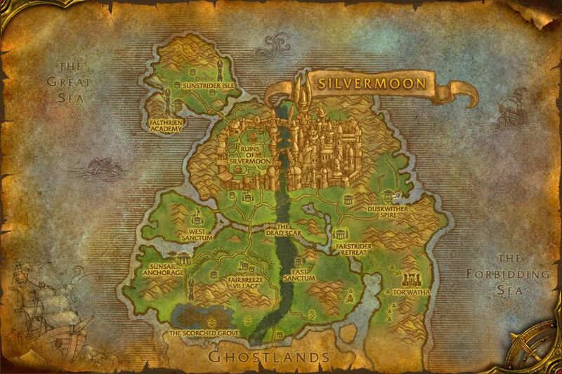 world of warcraft map. The map shows the location of