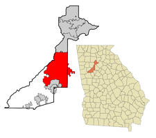 Location in Fulton and DeKalb counties and the state of Georgia