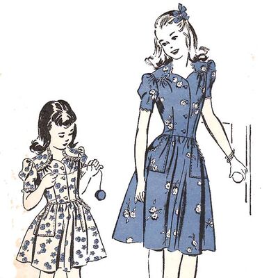 Vintage Dress Patterns Free on Patterns On Alt 1940 Advance 3831 Vintage Sewing Pattern Girl Dress