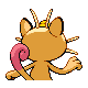 Imagen posterior de Meowth variocolor macho o hembra en la cuarta generación