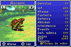 Estadisticas Alosaurio