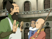 Aang displeased with the mechanist