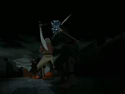 Aang rescued by the Blue Spirit