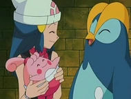 EP529 Maya con Happiny y Prinplup