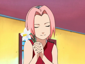 Sakura Choosing A Flower For Sasuke
