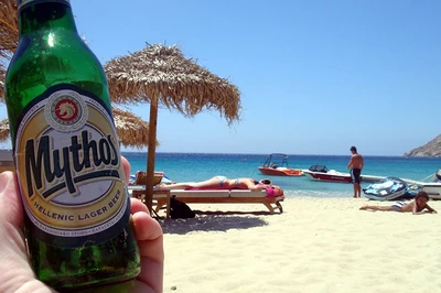 Traveling beer; Greek beach.jpg