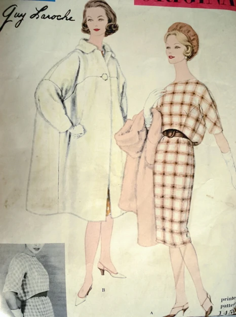 Vogue 1450 from 1959 Vogue 1450 by Guy Laroche 1959 dress and coat pattern