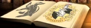 Hufflepuff logo printed in a book