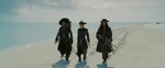 Barbossa, Elizabeth and Jack during the parlay