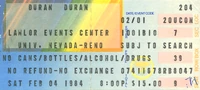 Duran duran ticket 4 feb 84