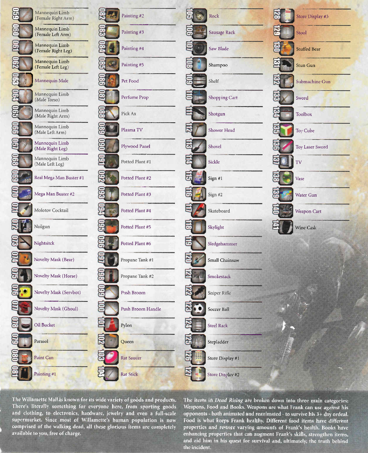dead rising 2 weapons list dead rising 2 weapons list