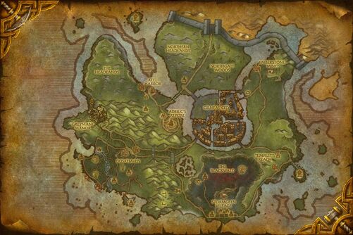 world of warcraft map level ranges. out of range of any mobs.