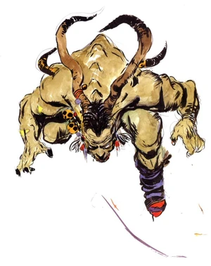 Ifrit artwork by Yoshitaka Amano for Final Fantasy IV.