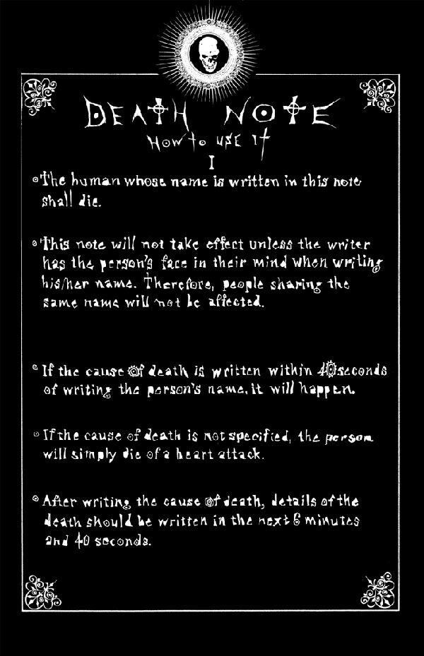 Rules of the Death Note Death Note Wiki