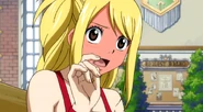 Lucy blushes