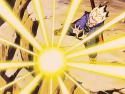 Future Trunks fires the Burning Attack against Mecha Frieza and King Cold