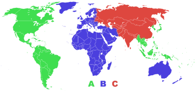 A map of the world's Blu-ray regions.