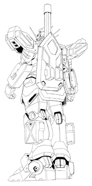 XXXG-01H Gundam Heavyarms Back View Lineart