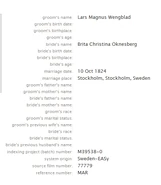 Winblad Oknaberg 1824 marriage