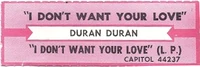 Duran duran i don't want your love jukebox label