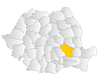 Map of Romania highlighting Buzău County