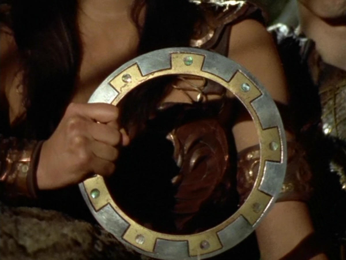 Xena's chakram close up photo from an episode