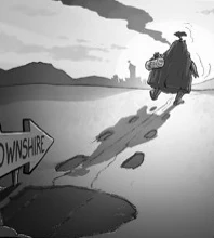 The giant walks off into the su...