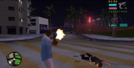 Victor disparando durante la mision Blitzkrieg