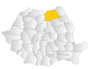 Map of Romania highlighting Suceava County