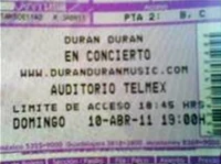TICKET DURAN DURAN MEXICO 2