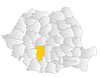 Map of Romania highlighting Vâlcea County