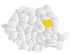 Map of Romania highlighting Bacău County