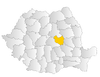 Map of Romania highlighting Covasna County