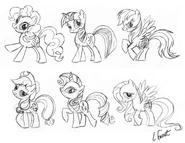 Lauren Faust preliminary sketches of Main 6