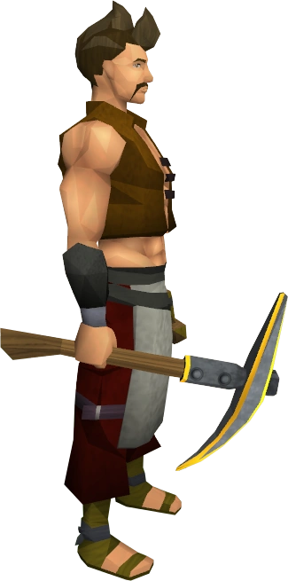 Gilded steel pickaxe equipped