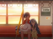 Kanata sleeps on Sōjirō on the way home from the beach