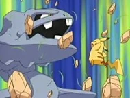EP407 Steelix de Morrison usando excavar contra pikachu