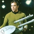 USS Enterprise three foot model held by William Shatner.jpg