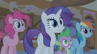 Pinkie Pie, Rarity, Spike and Rainbow Dash "A what!?" S01E09