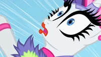 Falling Rarity gasps at Rainbow's increasing speed S1E16