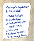 Caboose's Important List of Stuff