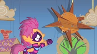 Scootaloo reaching out to the sun S1E18