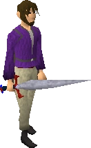 Red decorative sword equipped
