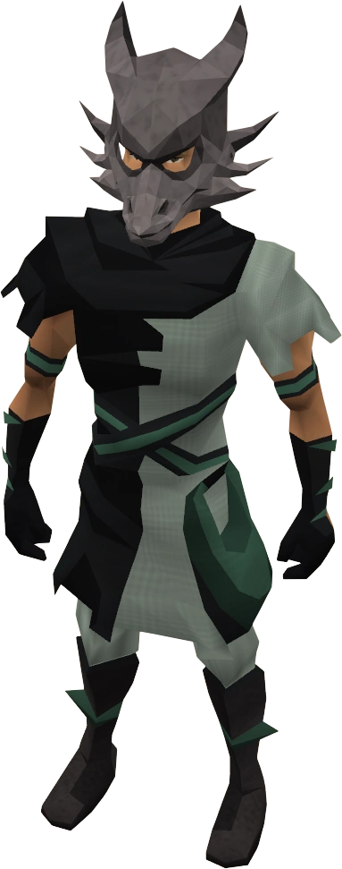 Iron dragon mask equipped