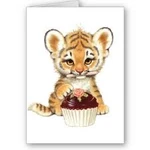 Tiger with cupcake