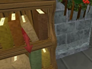 Imp hiding in bookshelf