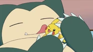 Ash Snorlax Licking Pikachu