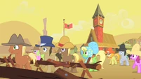 Appleloosa ponies watching buffalo gather S1E21