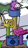 Purple puffle furnitire playing