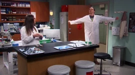 Sheldon getting ready to work in Amy's lab